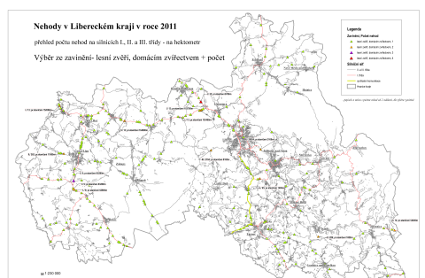 mapa srážek se zvěří